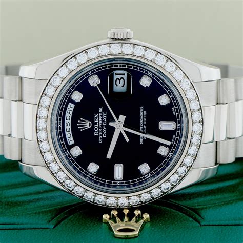 rolex president white gold black dial|rolex presidential white gold.